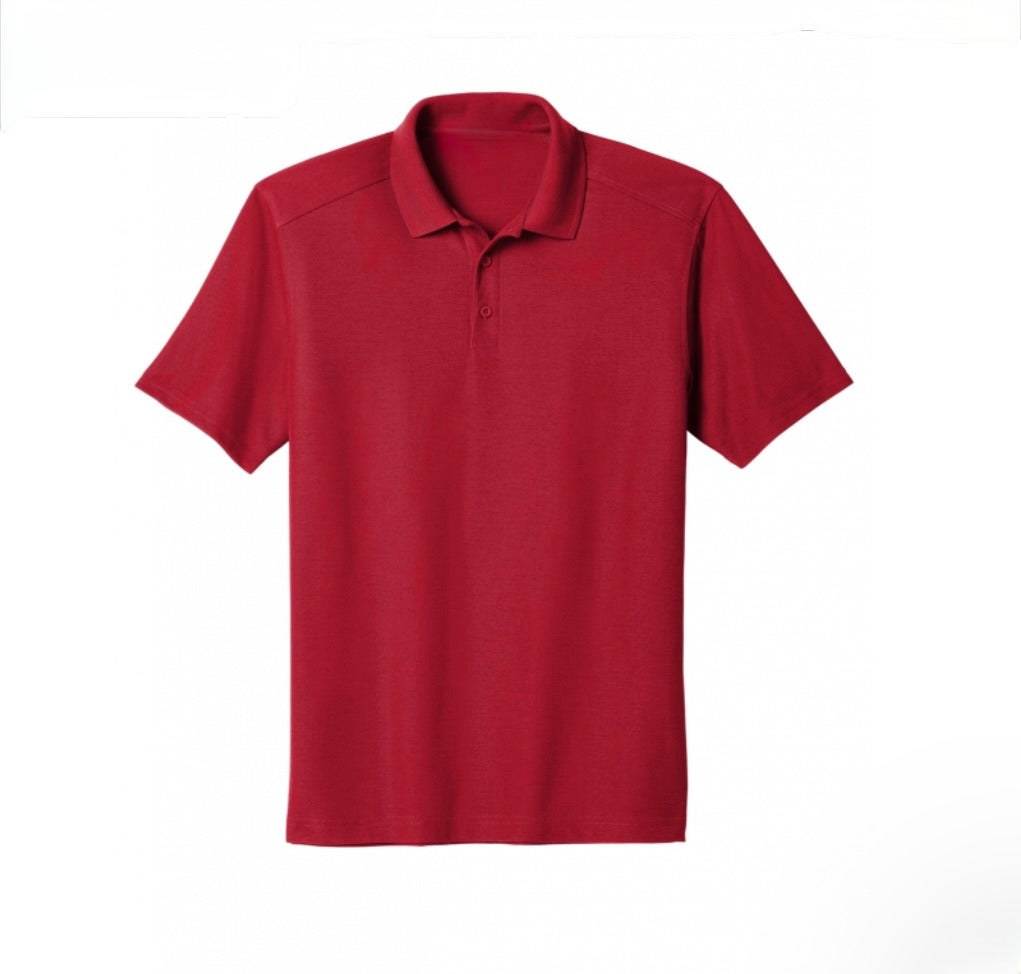 Red polo shirt on a white background
